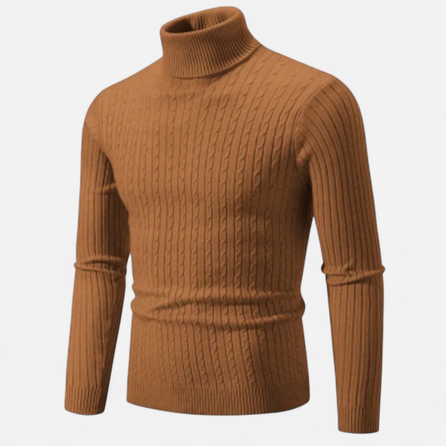 Pull Homme Laine Mérinos Col Rond Brun Chaud - PanierRoyale