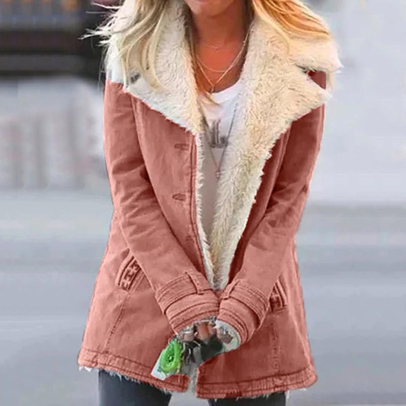Veste Femme Doublure Fausse Fourrure Coupe Ajustée Hiver