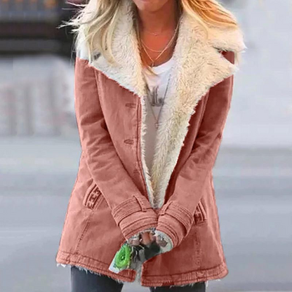 Veste Femme Doublure Fausse Fourrure Coupe Ajustée Hiver