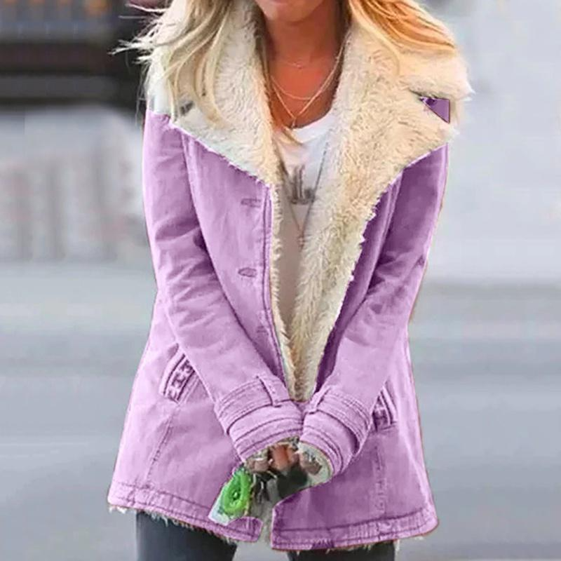Veste Femme Doublure Fausse Fourrure Coupe Ajustée Hiver