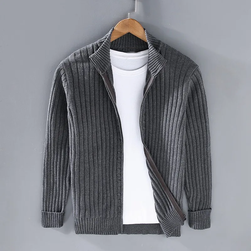 Gilet Homme Classique en Laine - Cardigan Zippé Élégant et Chaud