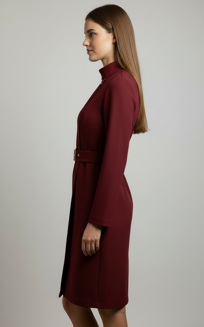 Robe Hiver Chic avec Ceinture pour Femme