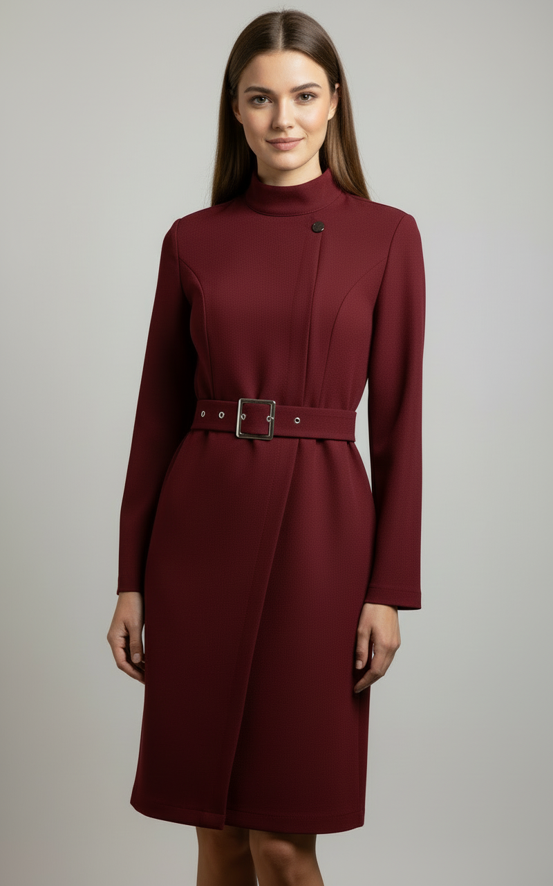 Robe Hiver Chic avec Ceinture pour Femme