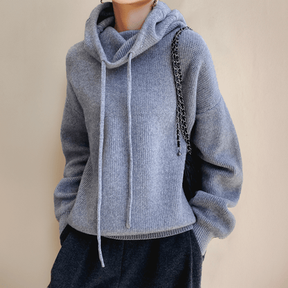Pull Capuche Femme Tricoté Doux et Chaud
