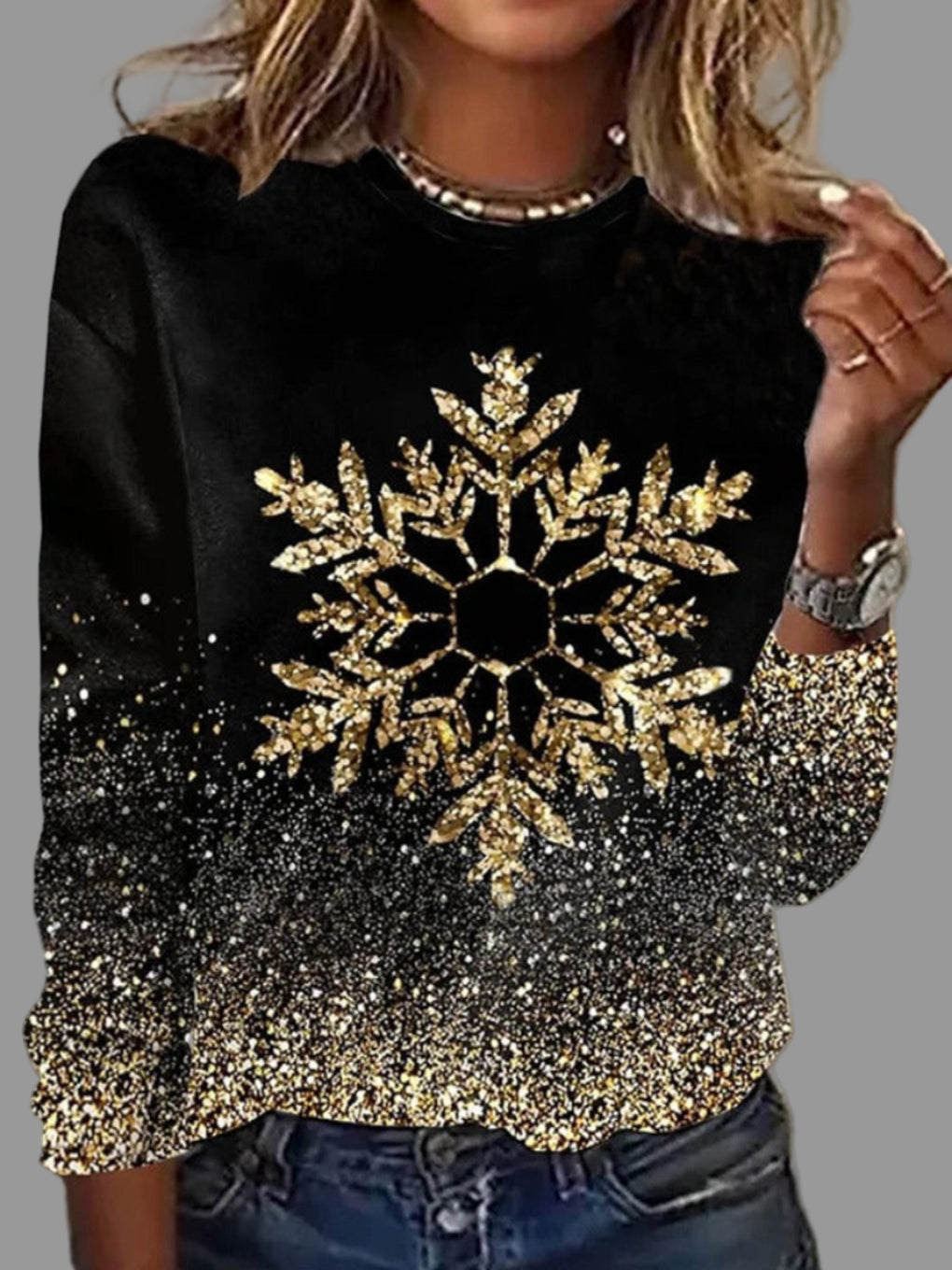 Pull Noël Femme à Paillettes Dorées - BerlinGlamour