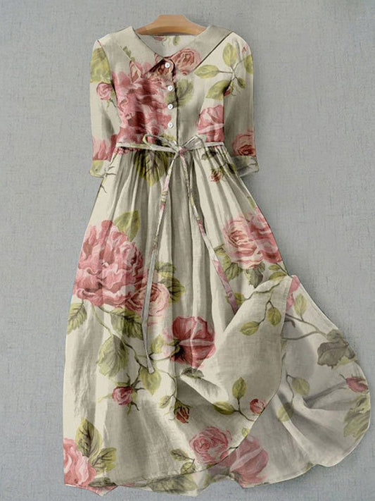 Robe Été Fleurs Col V à Manches Courtes - PanierRoyale
