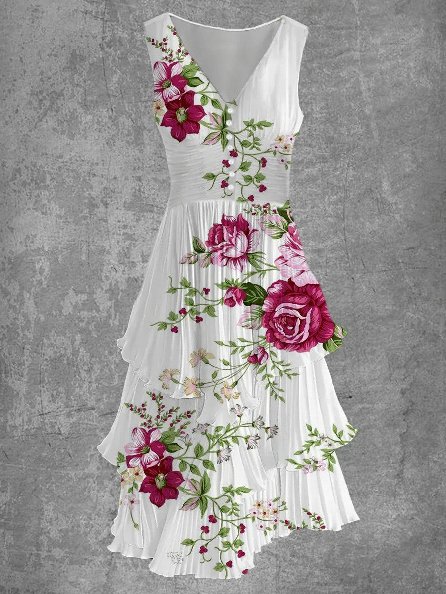 Robe Été Femmes Courte Fleurs sans Manches - PanierRoyale