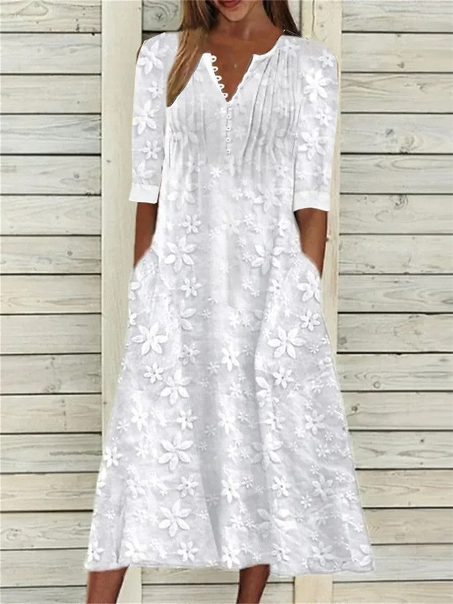 Robe Longue Femme imprimé Floral en Coton Confortable - PanierRoyale