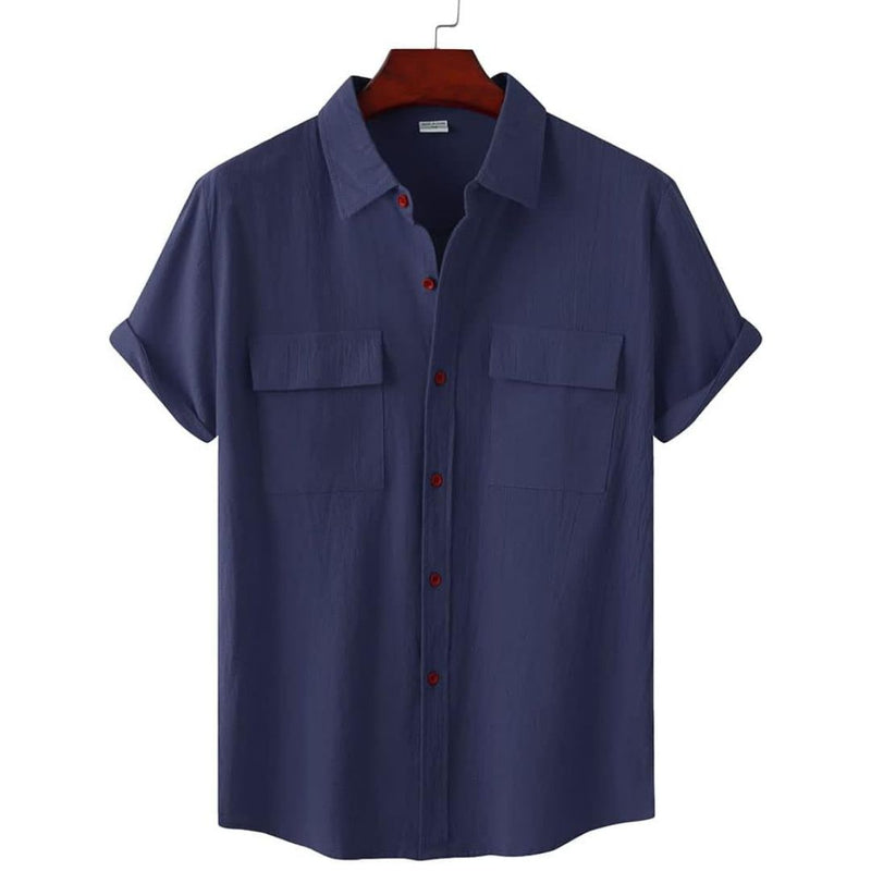 Chemise Décontractée Manches Courtes avec Poches pour Homme