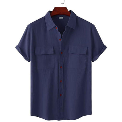 Chemise Décontractée Manches Courtes avec Poches pour Homme