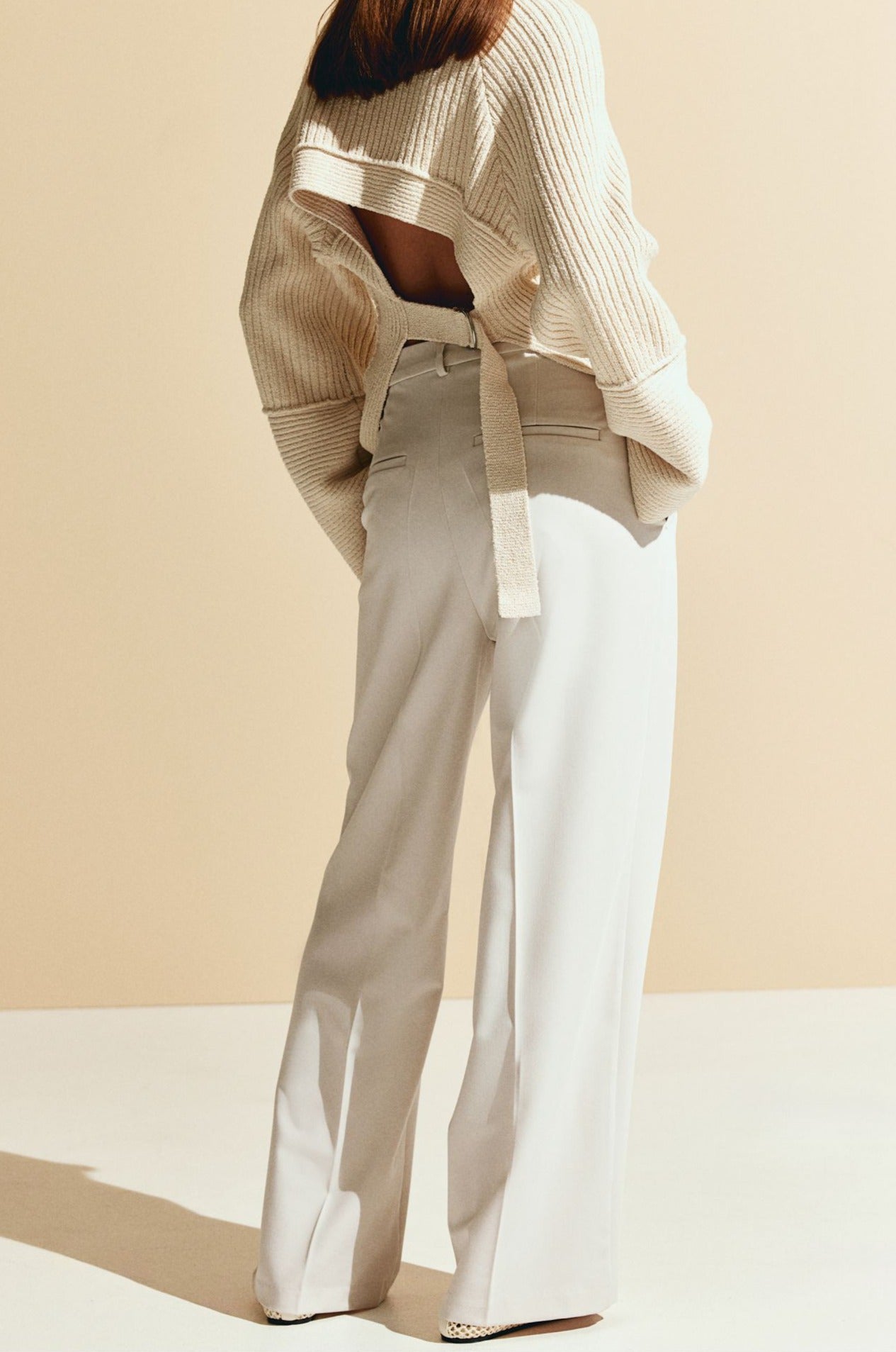 Pantalon Femme Droit avec Plis sur le Devant