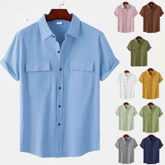 Chemise Homme Simples Manches Courtes avec Poches - BerlinGlamour