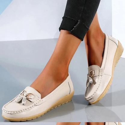 Mocassins Femme Cuir Finition Texturée Semelle Souple Enfiler