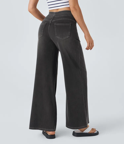 Jean Femme Denim Extensible Taille Haute Coupe Large