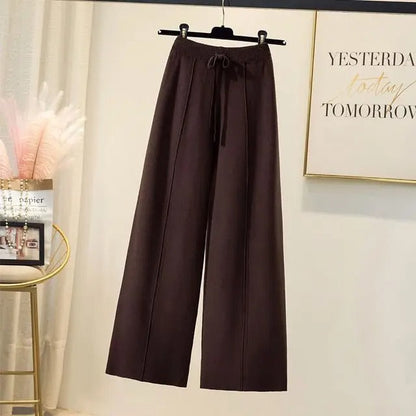 Pantalon Élastique Femme Brun Stretch Confortable