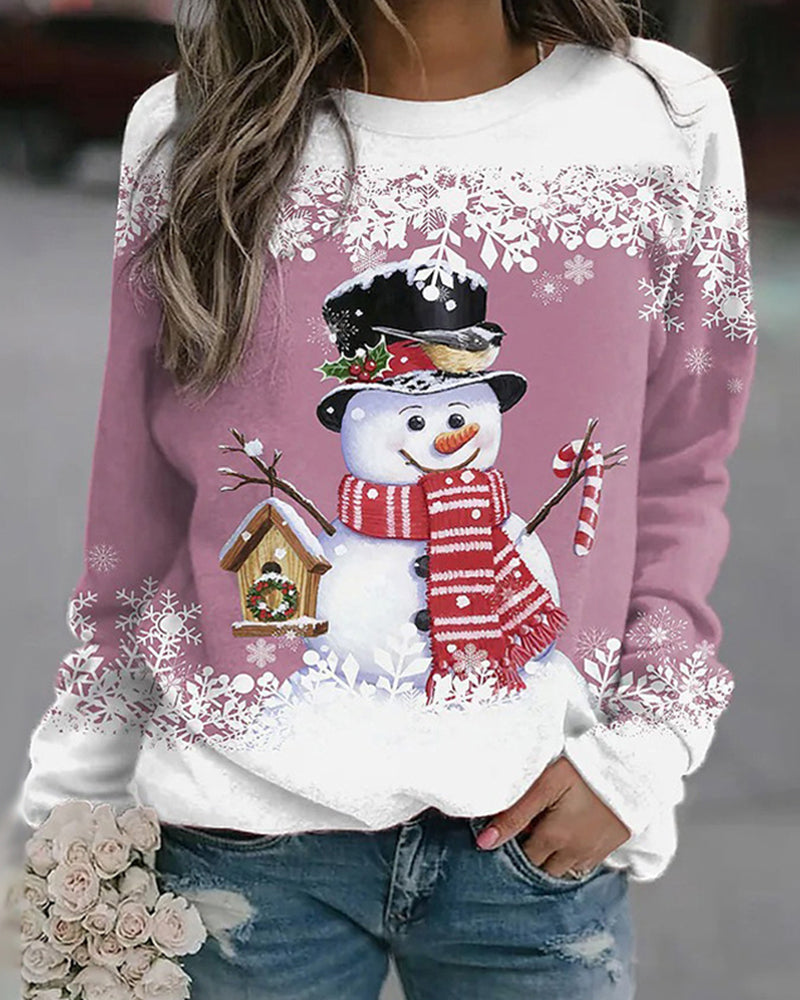 Sweat à Capuche Femme Hiver Froid avec Imprimé Hivernal