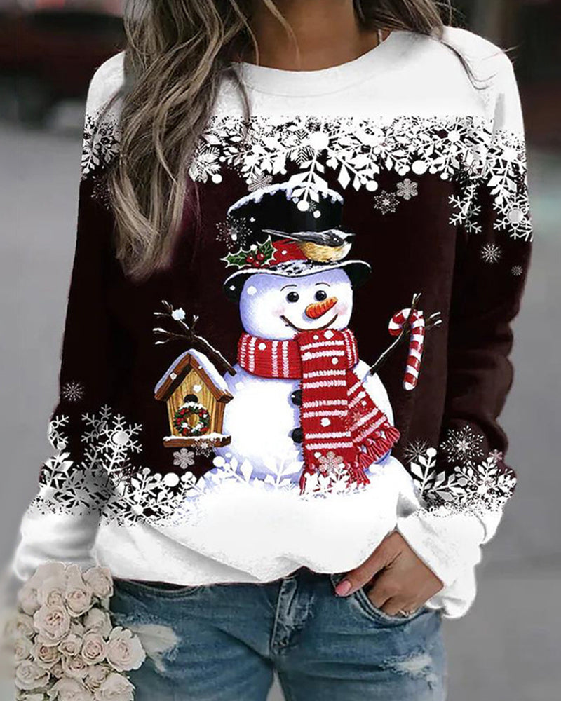 Sweat à Capuche Femme Hiver Froid avec Imprimé Hivernal