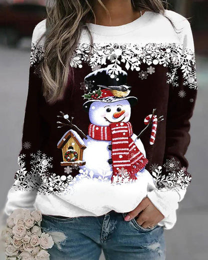 Sweat à Capuche Femme Hiver Froid avec Imprimé Hivernal