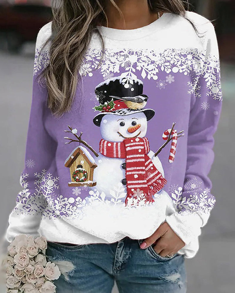 Sweat à Capuche Femme Hiver Froid avec Imprimé Hivernal