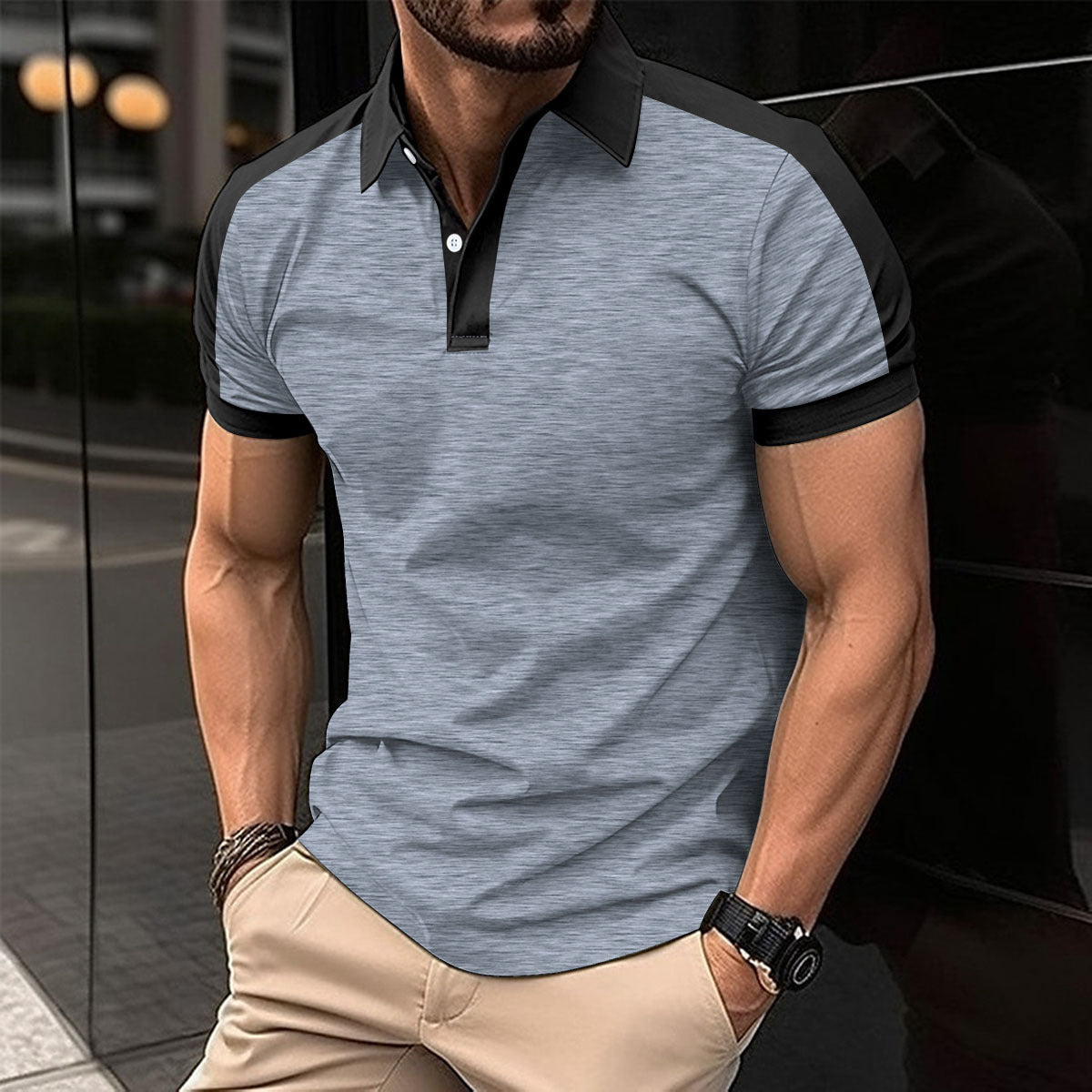 Chemise Homme Manche Courte Polo Été Décontractée