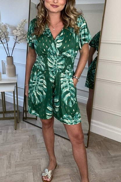 Robe Été Courte Tropique élégante et décontractée