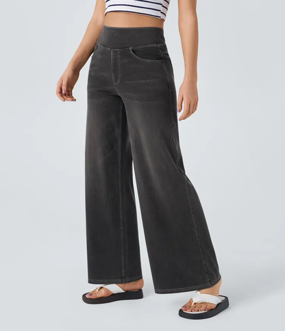 Jean Femme Denim Extensible Taille Haute Coupe Large - PanierRoyale