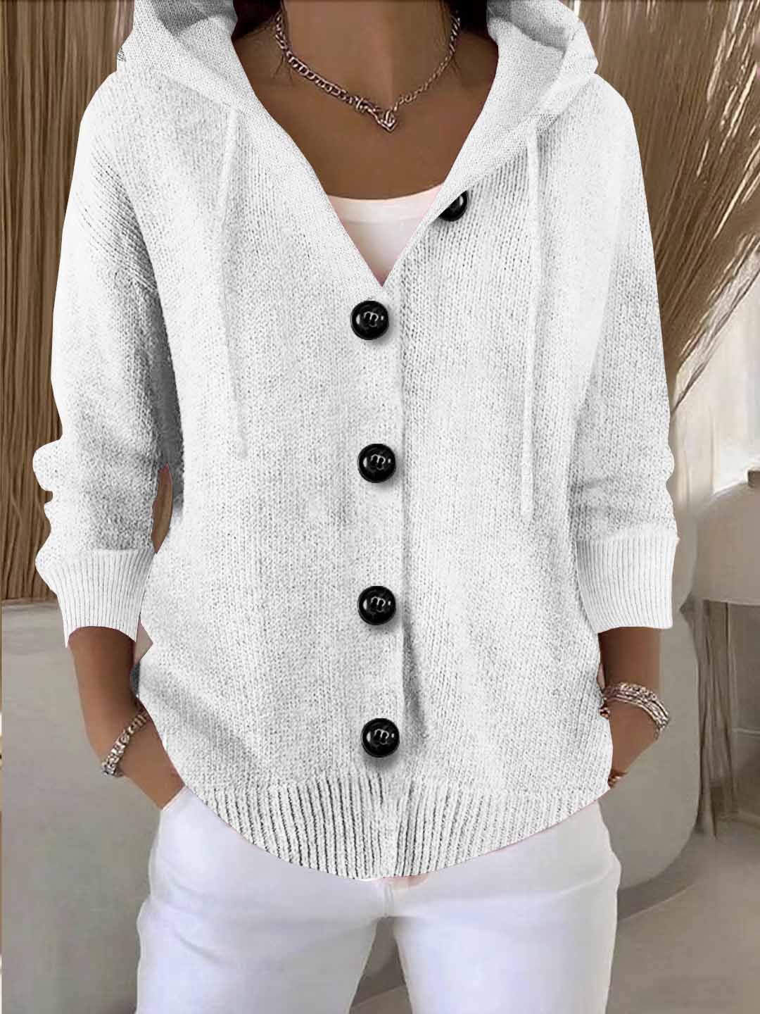 Cardigan Tricot Doux Coupe Ample avec Capuche - vue 6