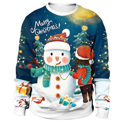 Pull de Noël Rouge Brillant avec Cerf Pour Homme et Femme