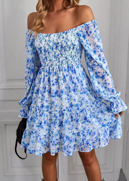 Robe Été Florale Femelle - Robe Midi Décontractée pour Femme avec Volants