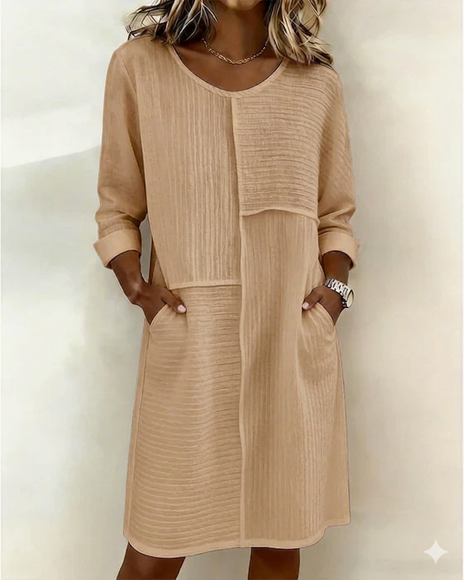Robe Femme Coton Lin Texturée Coupe Fluide