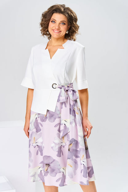 Robe midi Femme Coton Soie Fluide Manches Courtes