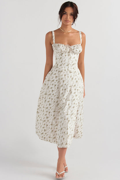 Robe Midi Taille Étroite Rose Pâle