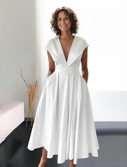 Robe Été Élégante pour Femme – Robe Blanche en Dentelle avec Décolleté