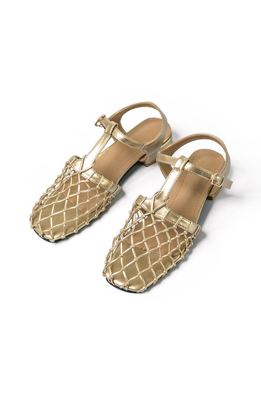 Sandales Or Décolletées avec Maille Élégante - BerlinGlamour