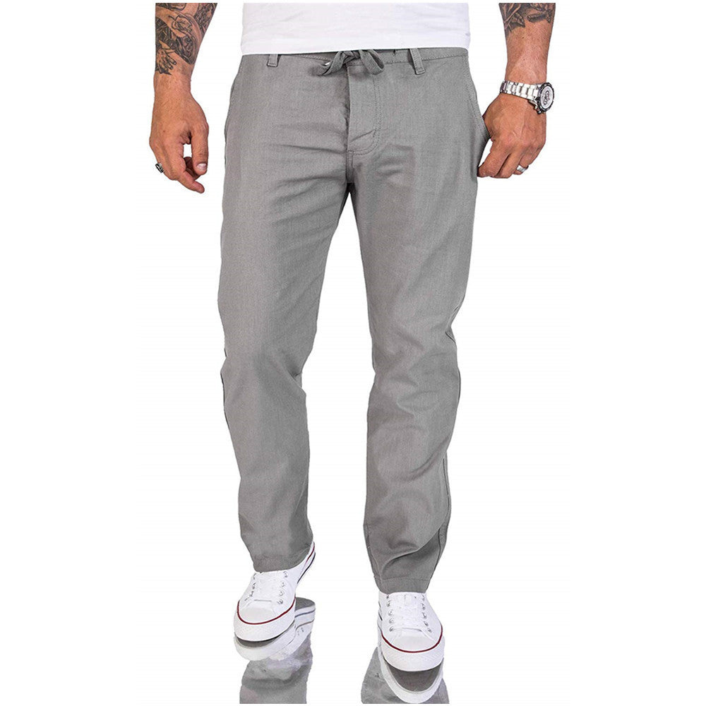 Pantalon Homme Coton Décontracté Unicolore