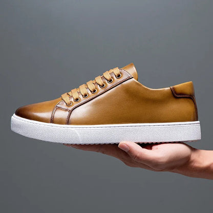 Baskets Homme Cuir Véritable Élégantes