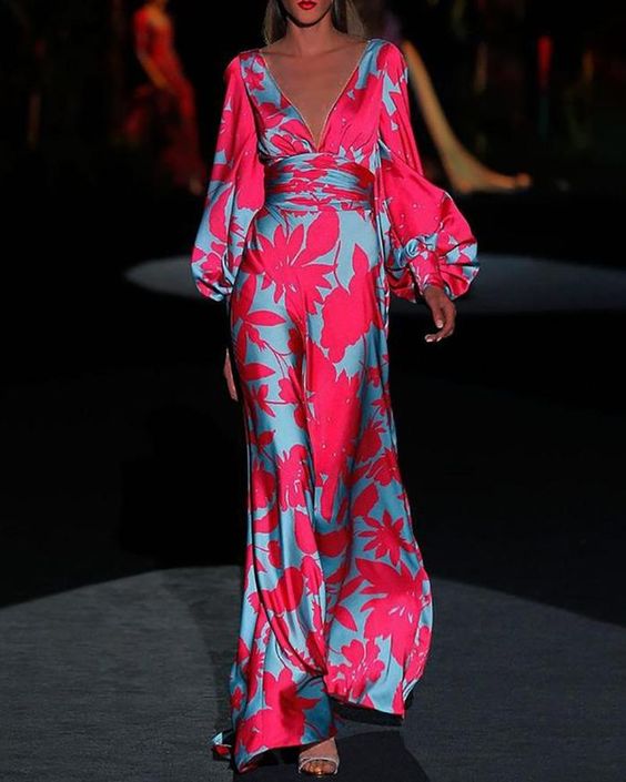 Robe Soirée Longue Col en V pour Femme - PanierRoyale