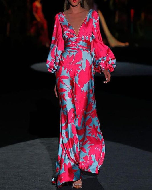 Robe Soirée Longue Col en V pour Femme - PanierRoyale