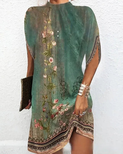Robe Été Légère pour Femme, Plissée avec Imprimé Floral et Décolleté Profond