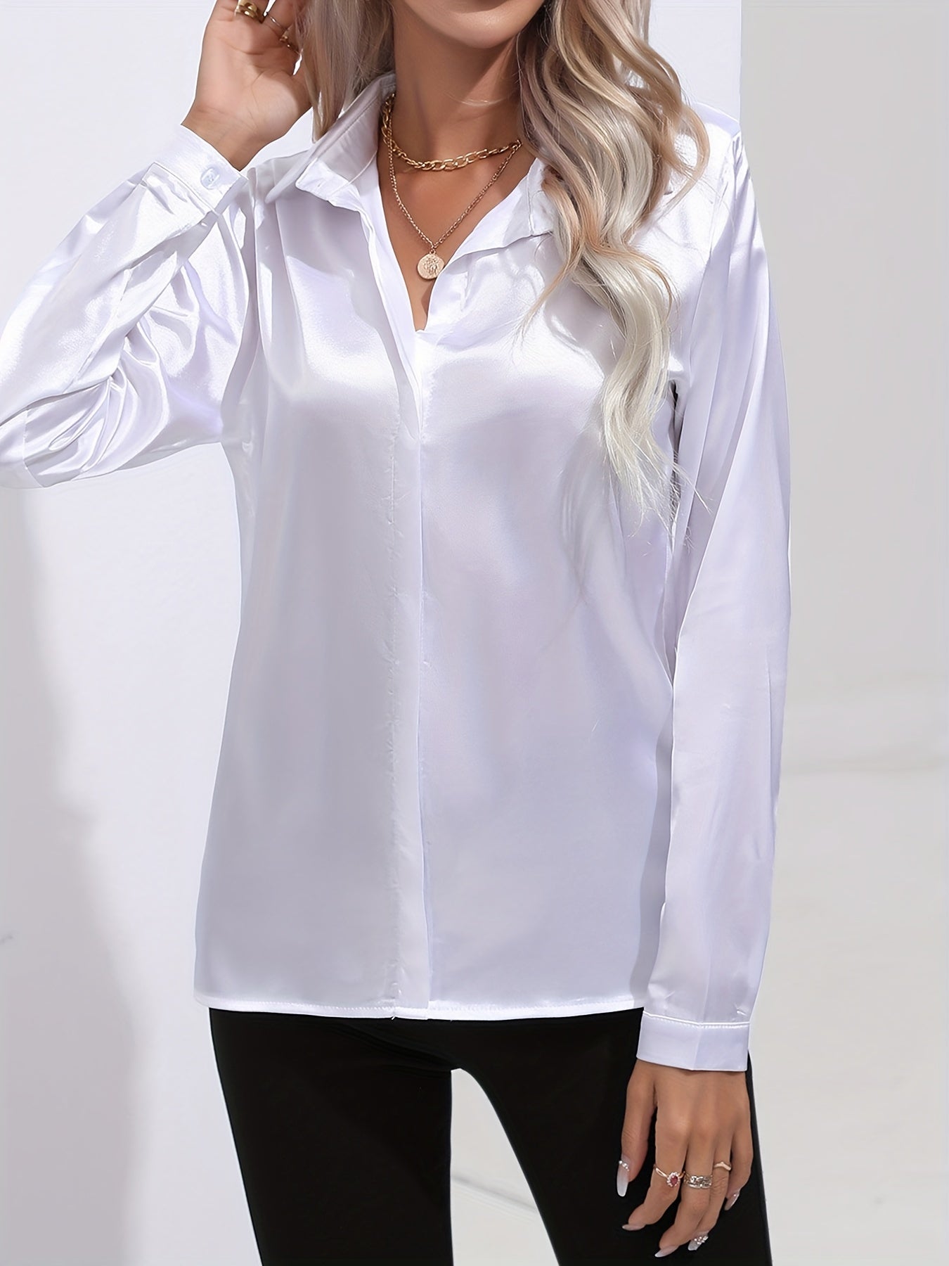 Chemise Femme en Soie Élégante Manches Longues
