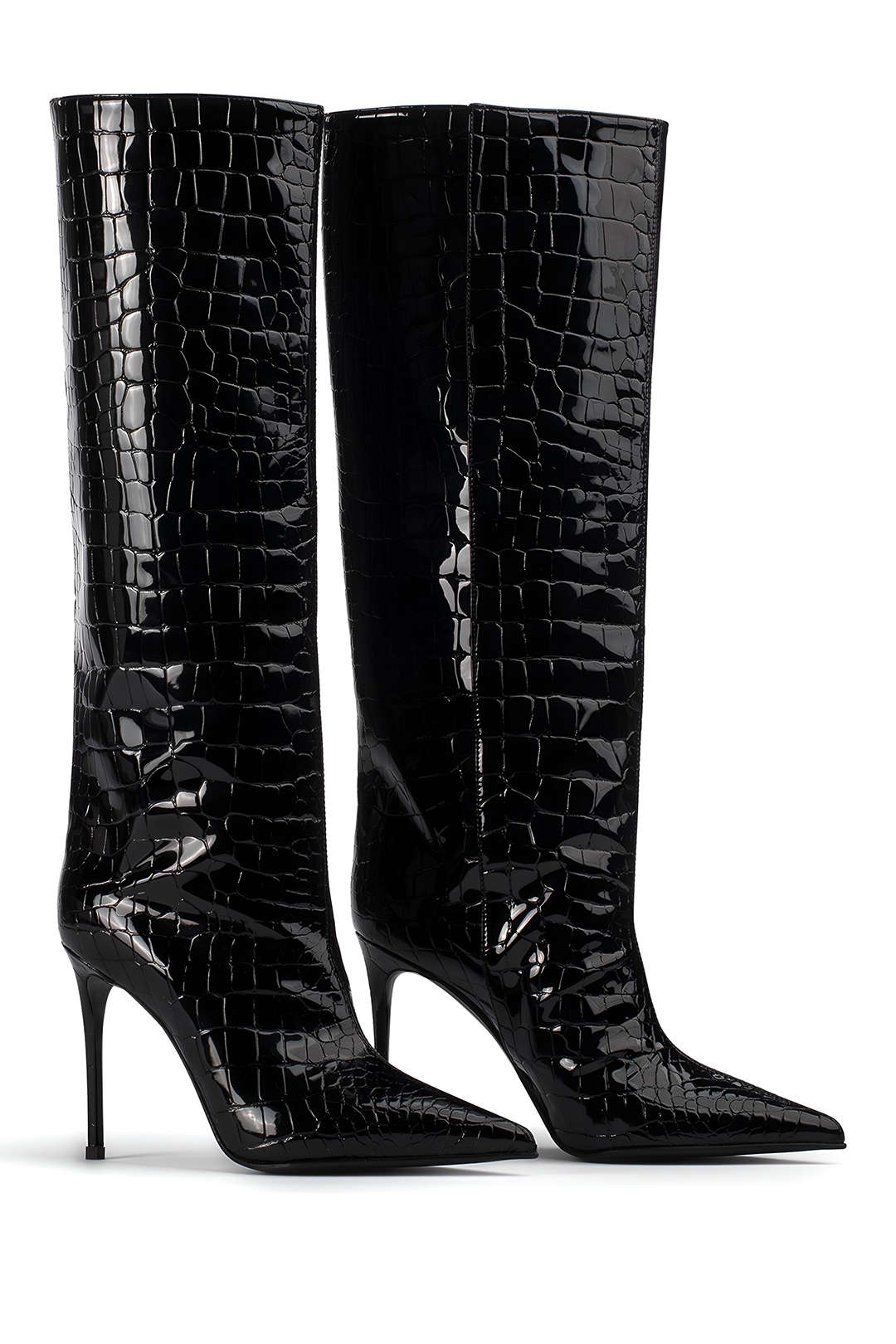 Bottines Cuir Croco à Talons Hauts - BerlinGlamour