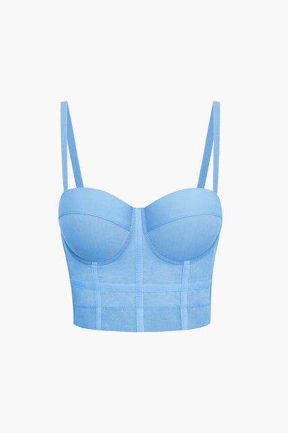 Bustier Top Push-Up avec Coupes Balconnets et Dentelle