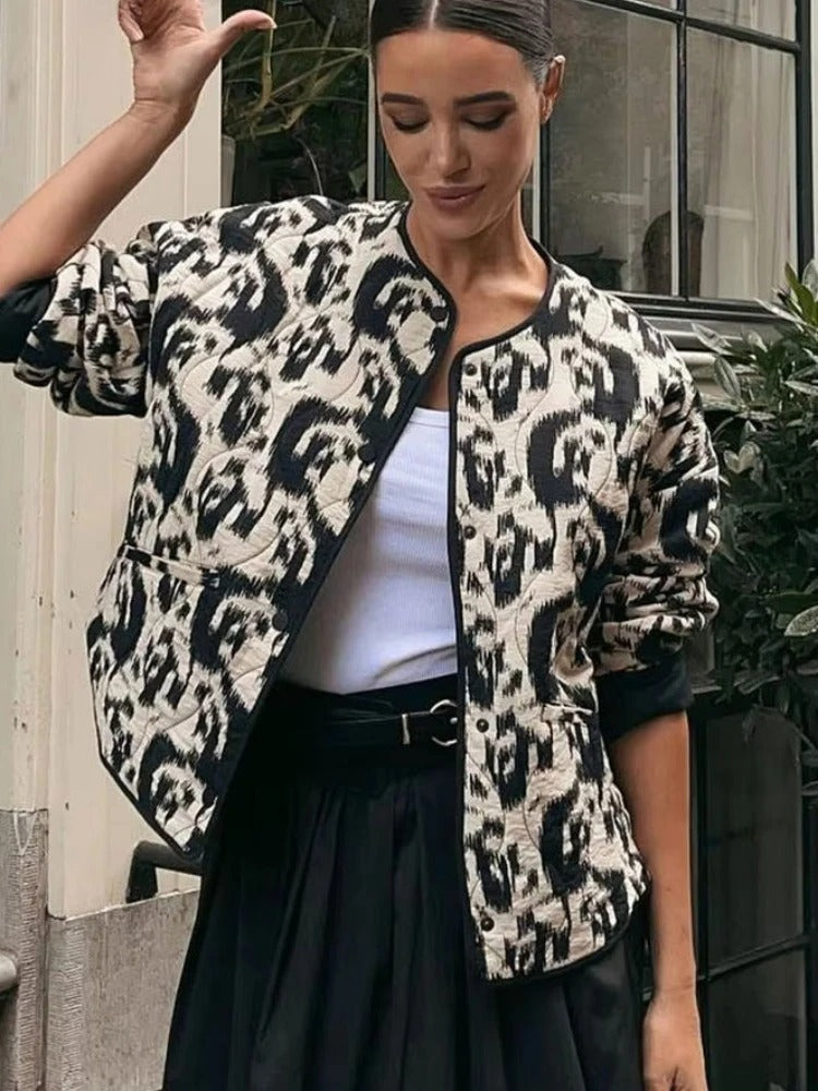 Veste Femme Hiver Élégante à Fleurs - PanierRoyale