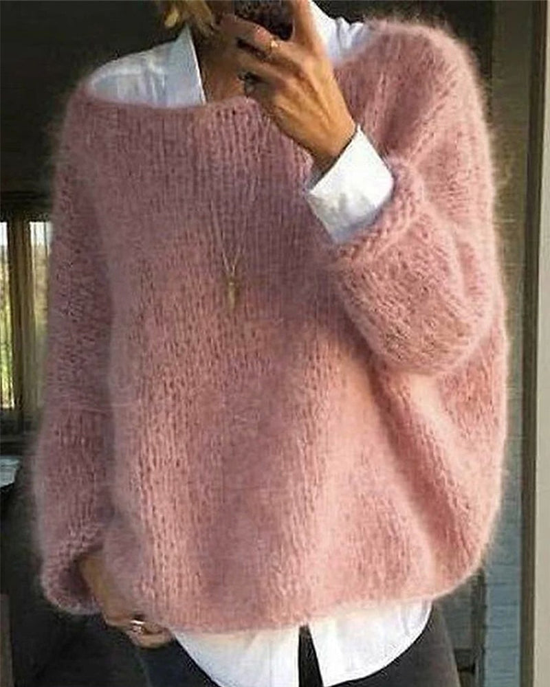 Pull Femme en Laine Mérinos Rose Foncé - PanierRoyale