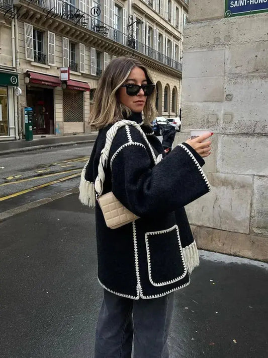 Blazer Femme Élégant avec Col Montant - BerlinGlamour