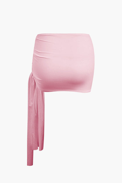 Top Épaule Uniquement & Mini Jupe Drapée pour Soirée Glamour