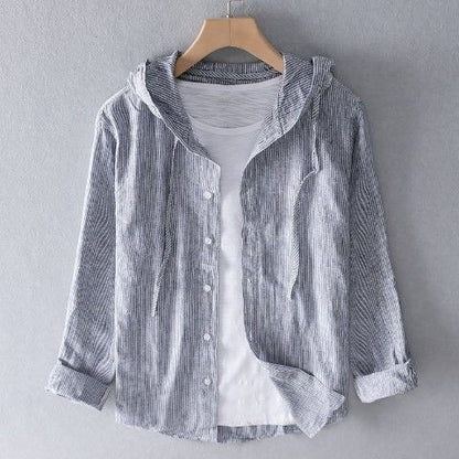 Chemise Homme Décontractée à Manches Longues et Capuche