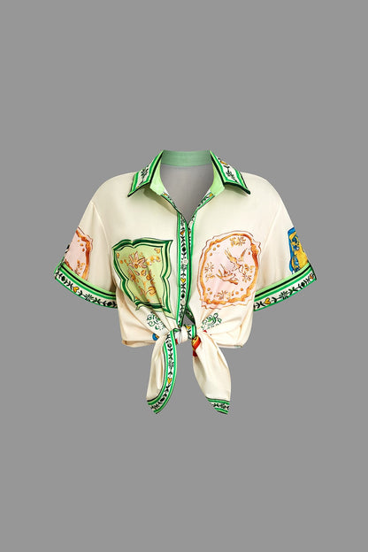 Ensemble Deux Pièces Élégant Imprimé Floral