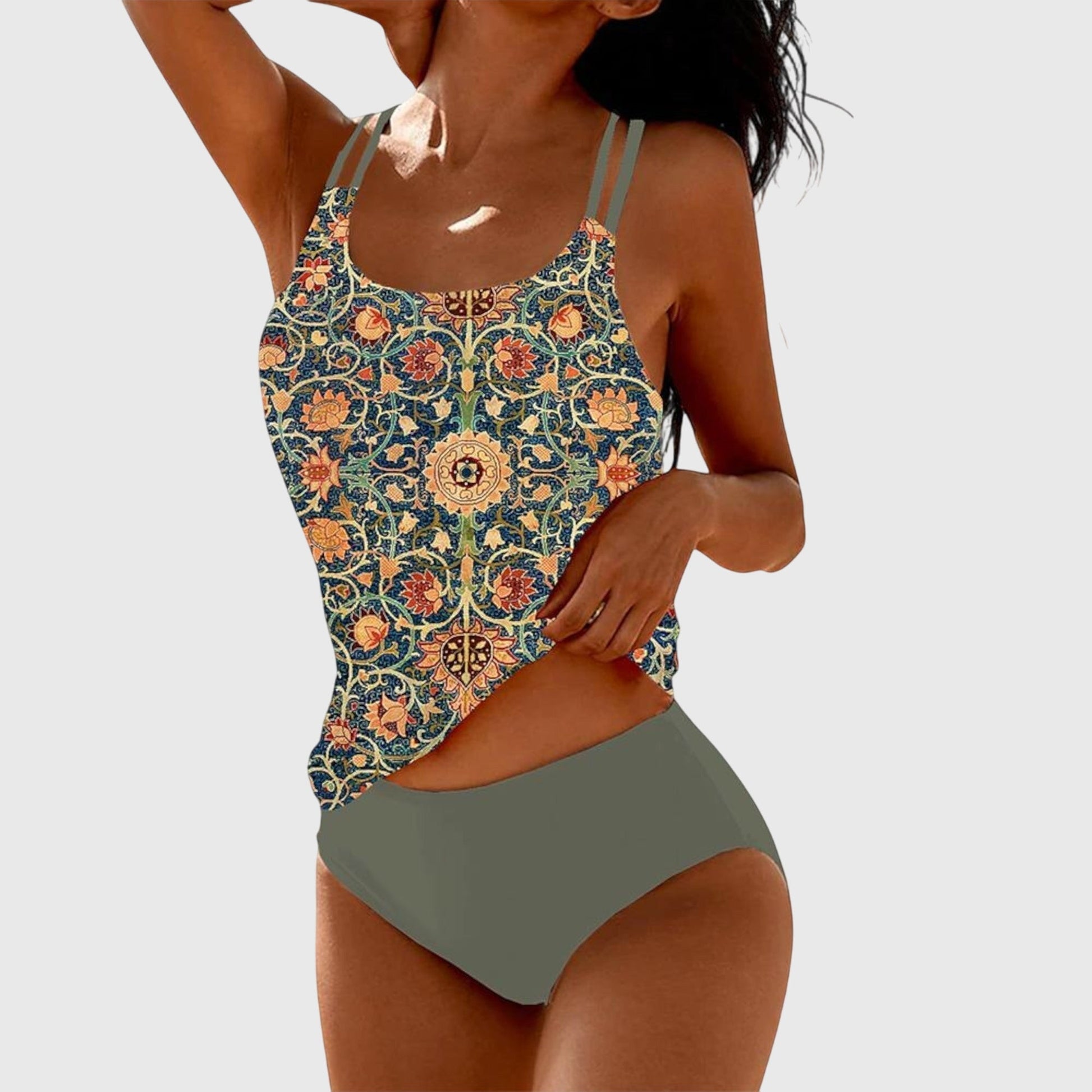 Tankini Deux Pièces Femme Bretelles Doubles Coupe Ajustée - PanierRoyale