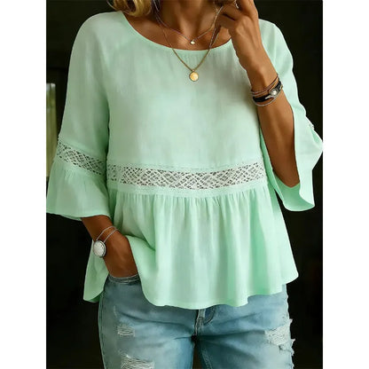 Blouse Femme Fluide Dentelle Manches Volantées